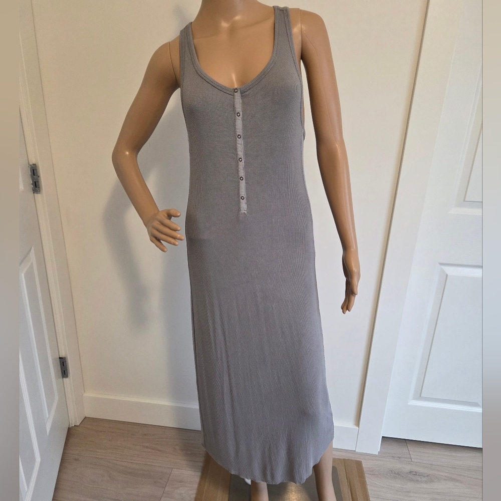 Splendid Grey Raven Henley Midi Dress